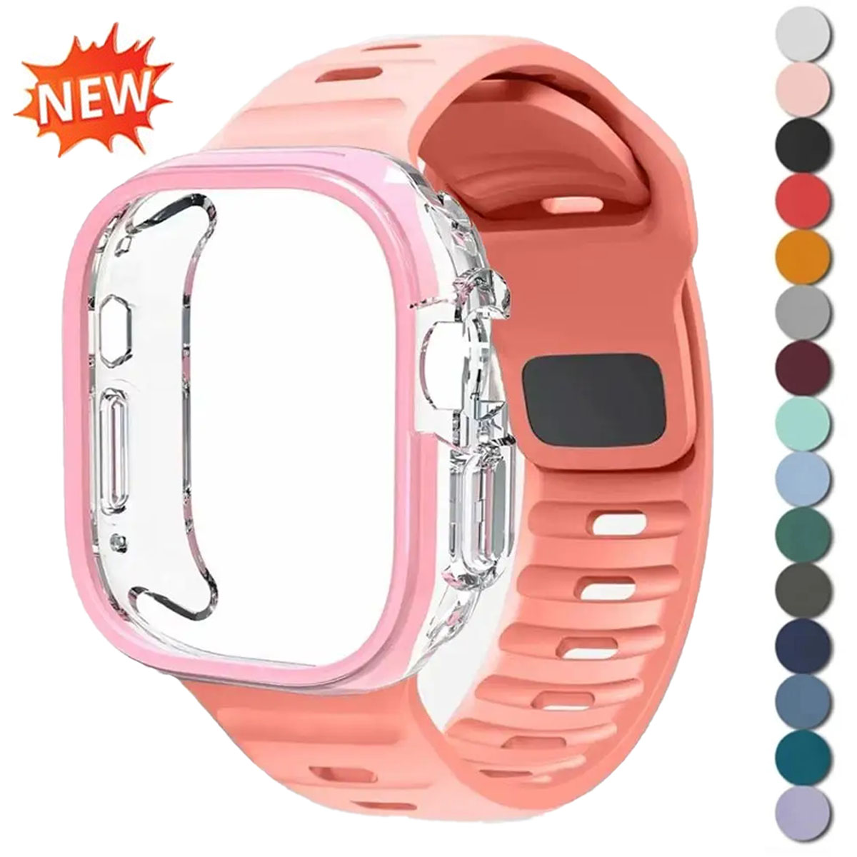 Silicone Sport Band - Чехол+спортивный силиконовый ремешок для Apple Watch