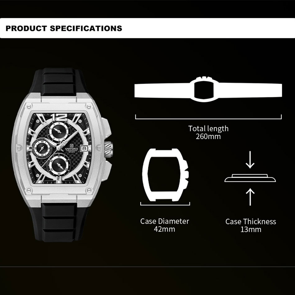 NAVIFORCE мужские водонепрониц – обзор и цена Silicone Sport Band