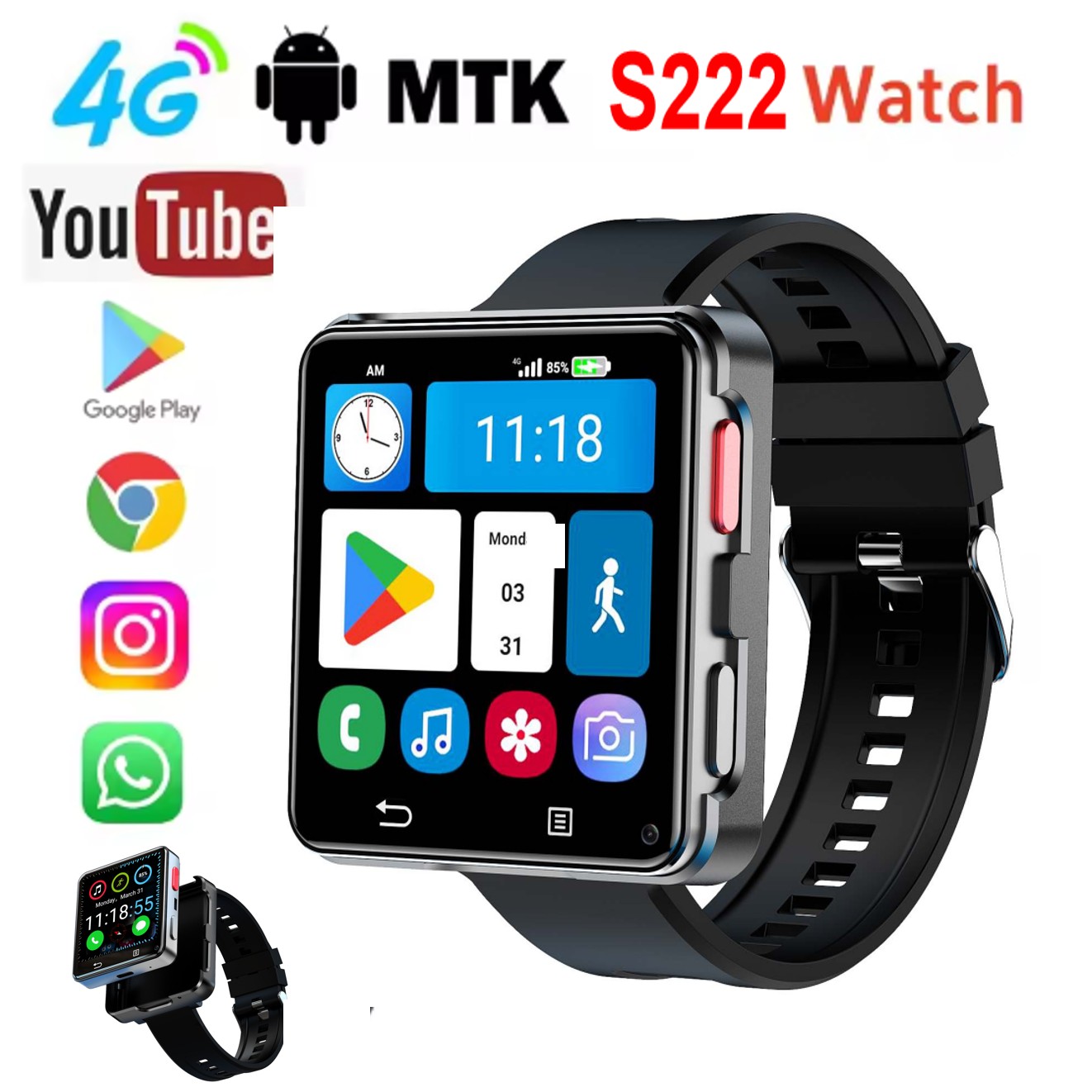 Умные часы S222 с поддержкой 4 – обзор и цена Watch Smartwatch Android