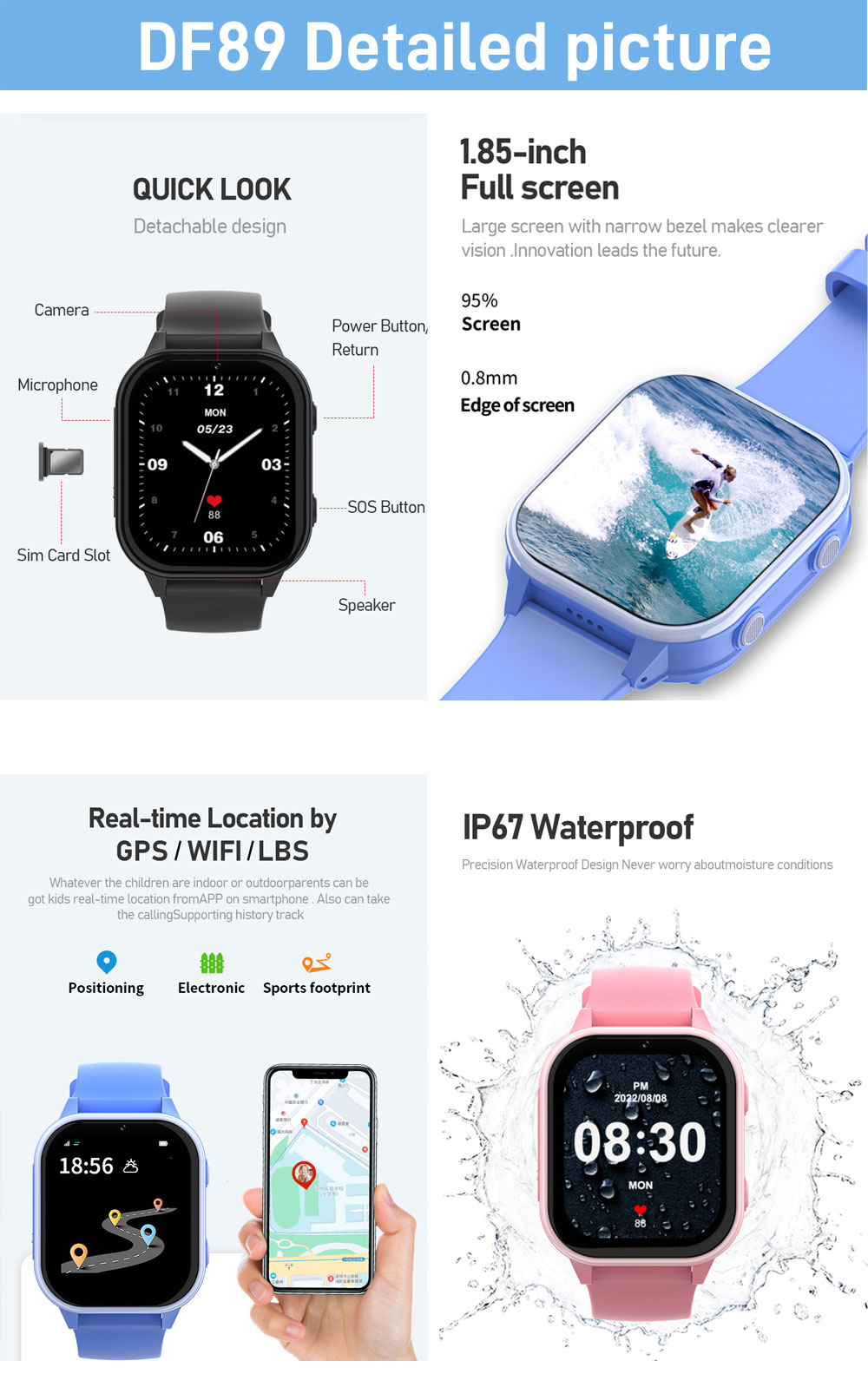 2G 4G Детские Смарт-часы Телеф – обзор и цена Smartwatch Watches For Kid Girl